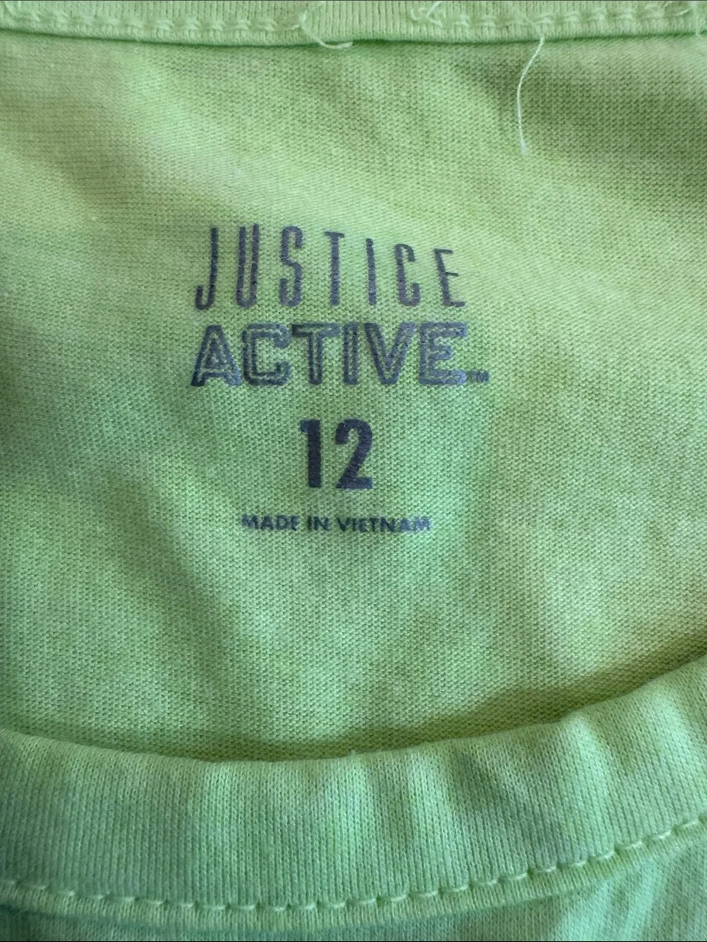 Justice Neon Green Fringe Tee with Sequin Camo Star